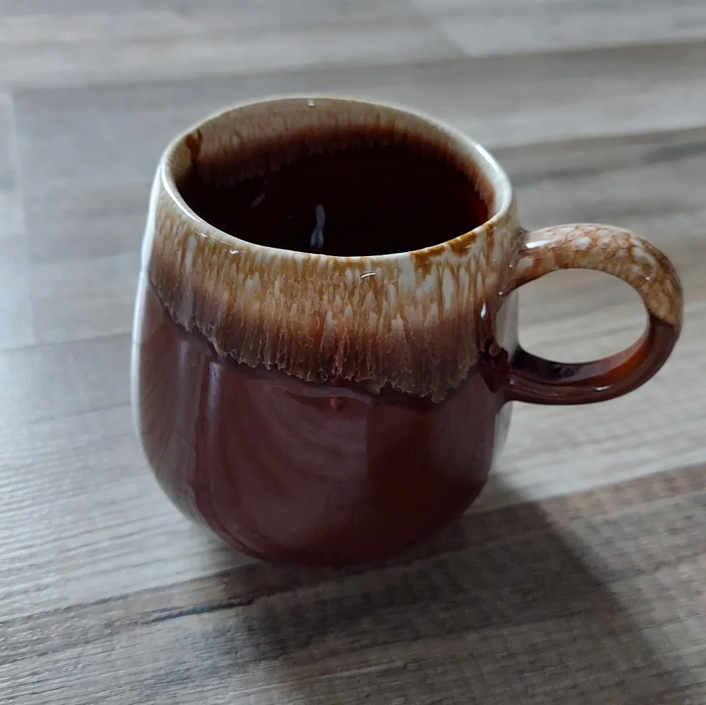 Vintage 70s McCoy USA Brown Glaze Pottery Coffee Mug